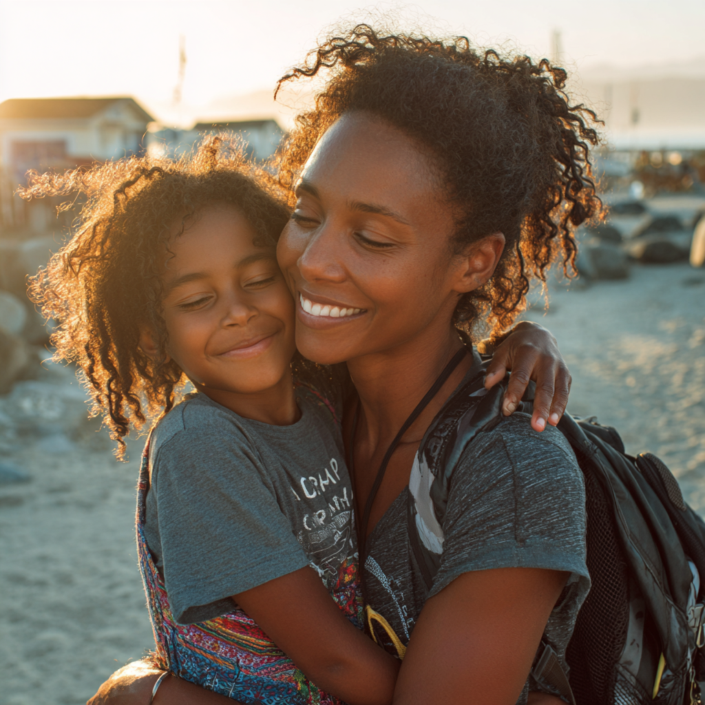 Famille sur la plage de Grand-Popo
